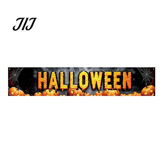 Halloween Gårddekorationer Hegnsbanner, 118 x 20 Tommer Stort Gårdskilt Banner Flag, Skræmmende Vejrbestandige Festbanner Baggrund Ophæng