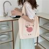 Stylish Peach Print Canvas Tote Bag For Women Medium Sized With Magnetic Closure