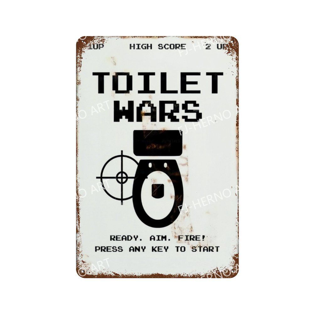 Pictură amuzantă din metal pentru toaletă, semn de tablă, imagine retro, placă de coroziune, cafenea, bar, peșteră, cinema, decor de perete pentru baie