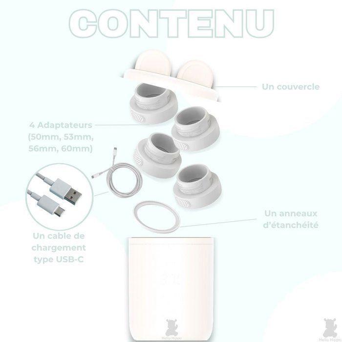 Hello Hippo - Chauffe-biberon Compact et Portable : USB-C Rechargeable, Anti-Fuite, Compatible Philips Avent