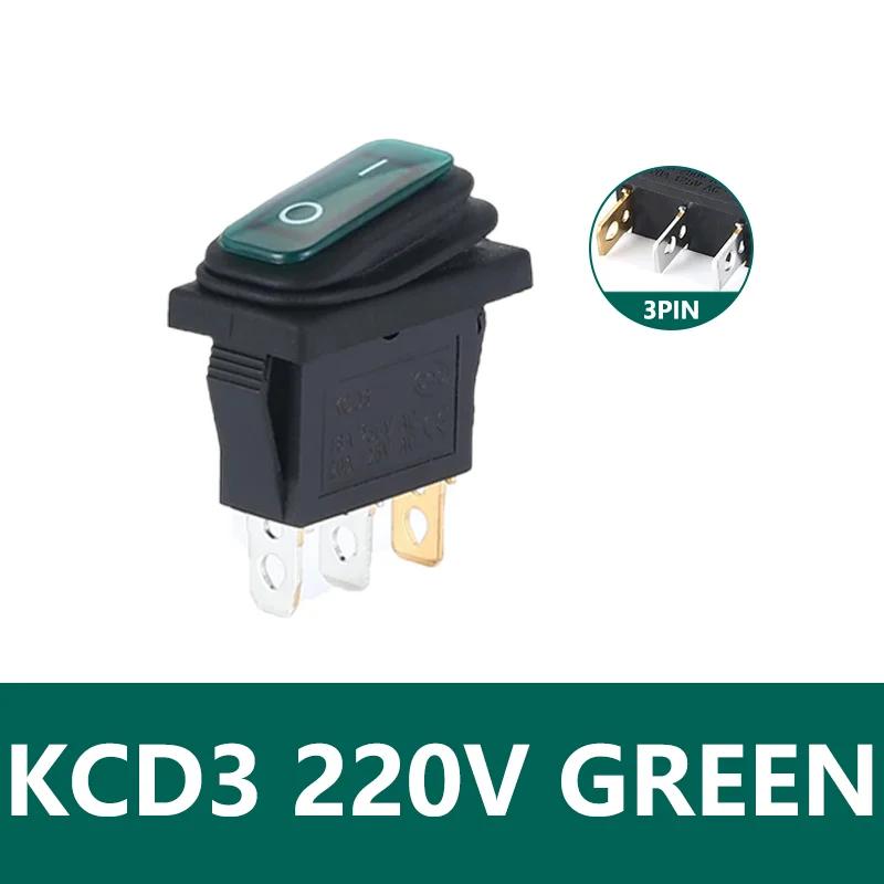 5/20/100PCS 12VLED Light IP67 KCD3 3 Pin  20A On/Off Rectangular Ship Type Long Rocker Switch Waterproof Car Dashboard