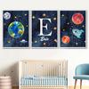Custom Kids Name Wall Art Poster Print Space Rocket Astronaut Planet Nursery Canvas Painting Personalized Wall Art Painting Art