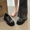 Fashion Women's Thick Heel Flats British Style 2024 Spring Autumn New Loafers Versatile Short Women Heightening JK Single Shoes