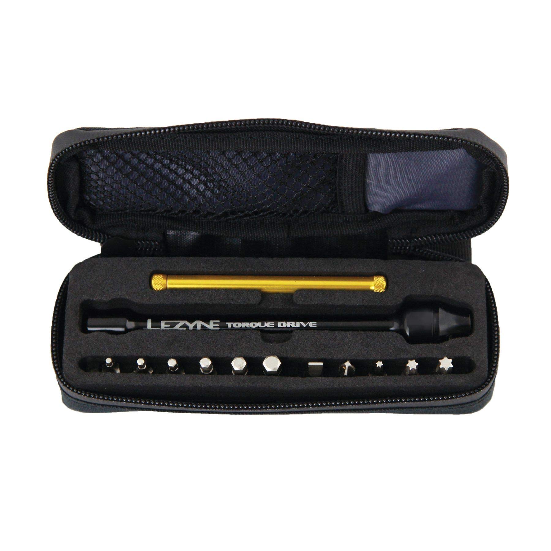 Japanese LEZYNE TORQUE DRIVE Bicycle Tool with torque measurement 11 interchangeable tool storage case [Genuine Product] - T-wrench built-in function, золотой