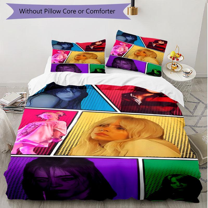3pcs Duvet Cover Set (1*Duvet Cover + 2*Pillowcase, Without Core), Billie Eilish Print Soft All‑Season Bedding Set, Home Bedroom Decor Gift