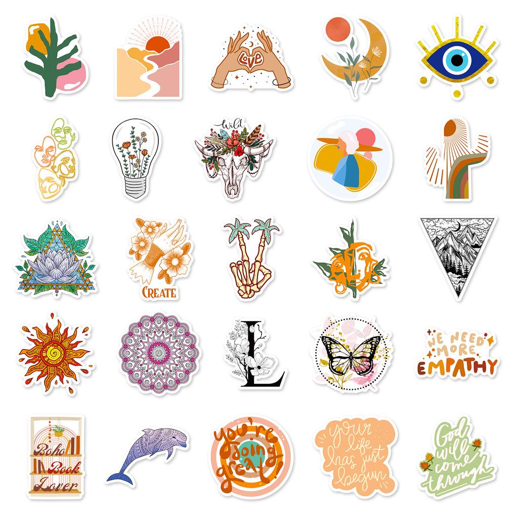 50 Rainbow Boya Series Stickers DIY Mobile Case Flat Refrigerator Skateboard Pack