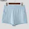 INCERUN Men Elastic Waist Solid Fitted Underwear Pajamas Shorts Home Wear