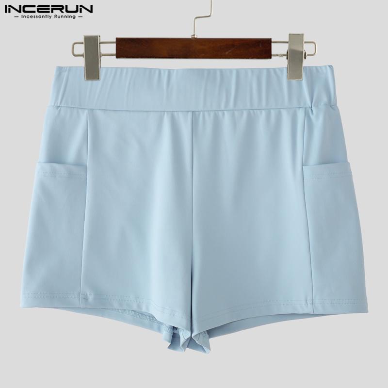 INCERUN Men Elastic Waist Solid Fitted Underwear Pajamas Shorts Home Wear