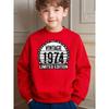 Retro Style Boys' Fifty Years Anniversary Pattern Crewneck Sweatshirt for Daily Wear School Activities And Casual Occasions