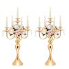 Gold European Retro Five-Head Metal Candle Holder for Weddings and Romantic Dinners