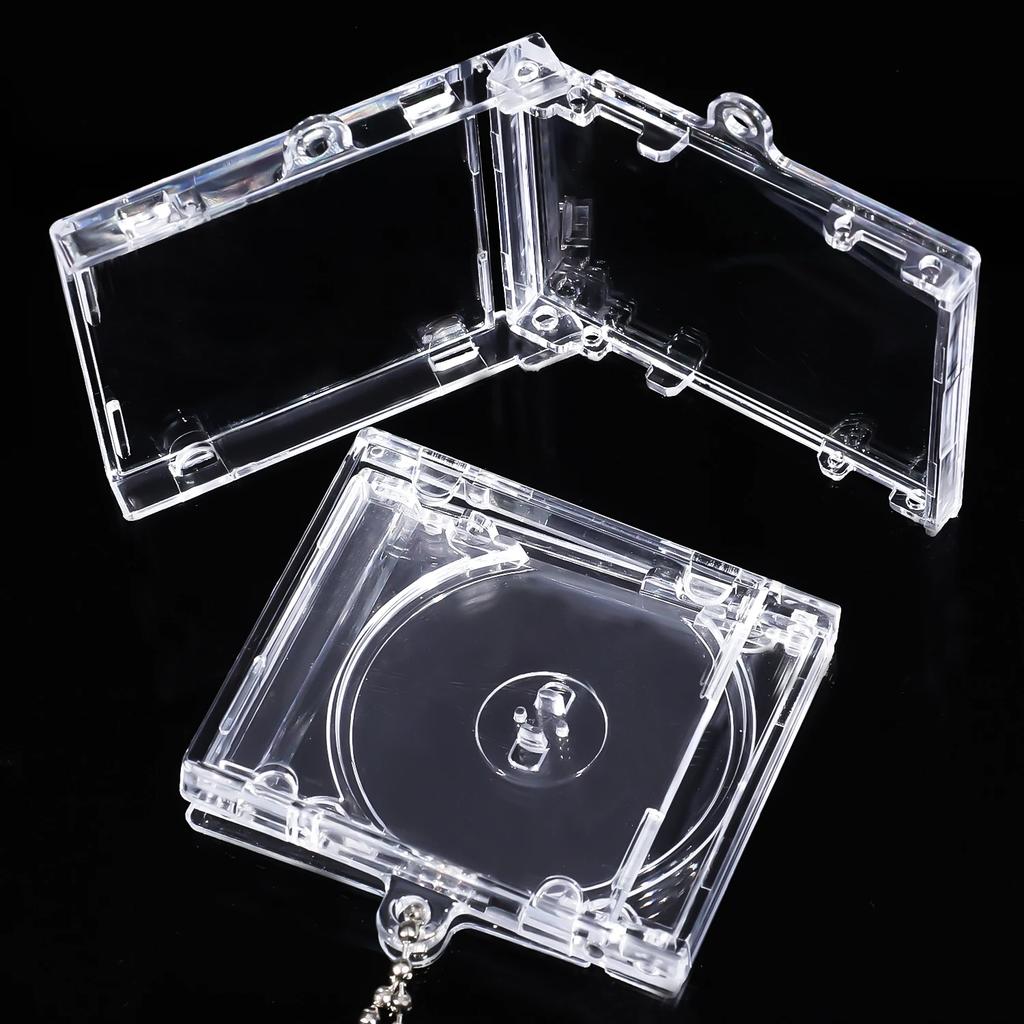 1/50pcs Clear Peripheral Commemorative Album Blank Mini CD Case Pendant For DIY Keychains Backpack Hanging Decoration Keyrings