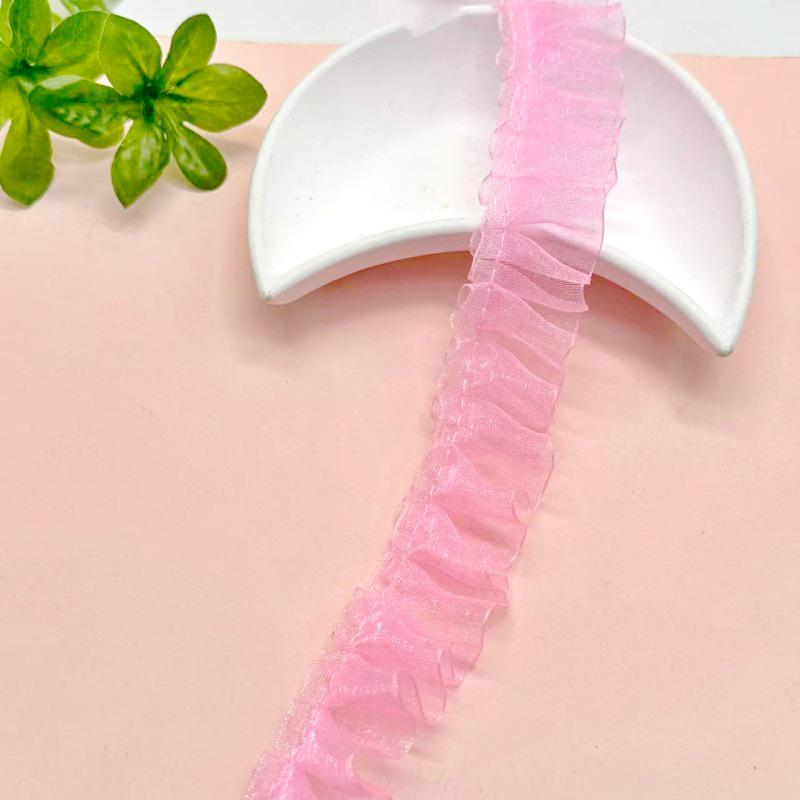 

2 см шириной белая и пудрово-голубая мятая кружевная марля для игрушек своими руками и аксессуаров для украшения одежды