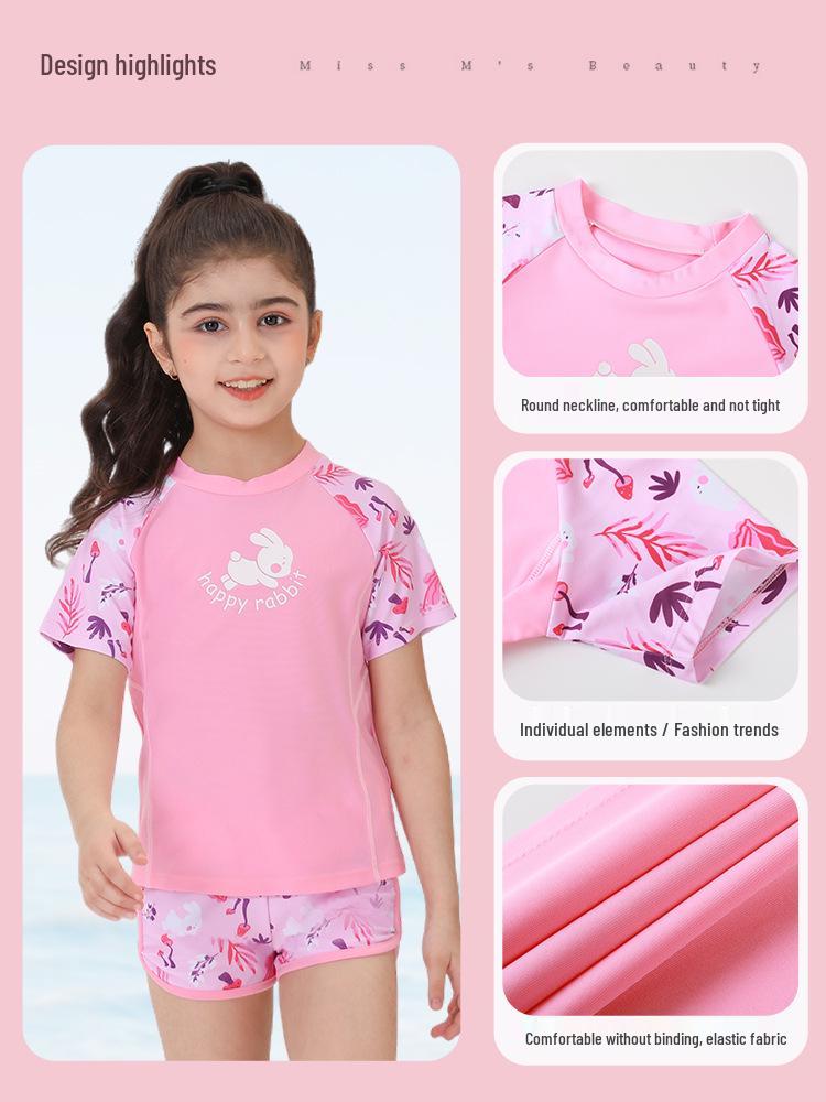 2025 New Girls' Split Swimsuit for Middle and Big Kids - Hot Spring Swimwear