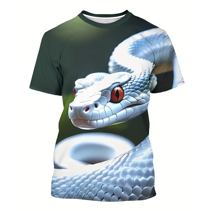 Terror Snake 3D Printed T-shirt Men's Animal Snake Pattern Round Neck Clothing Summer Fashion Street Casual Short Sleeve Tops