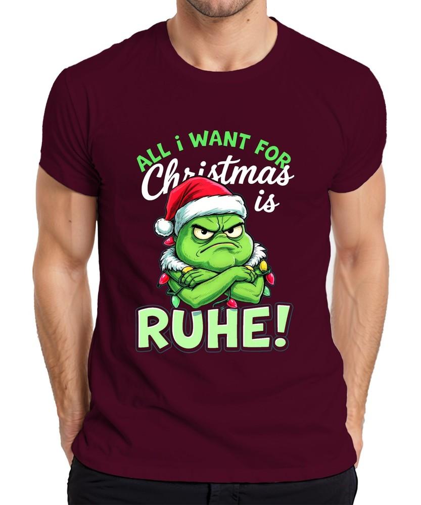 All I Want For Christmas Is Rest Grinch Santa Hat Funny Unisexs Tshirt