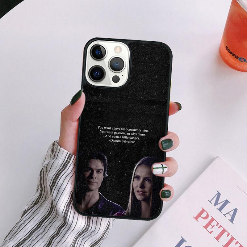 Elena Damon The Vampire Diaries Phone Case For iPhone 17 Air 16 15 14 13 12 Pro Max Plus Max Cover coque