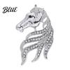 Horse Head Brooch Retro Rhinestone Pin Women Men Zinc Alloy