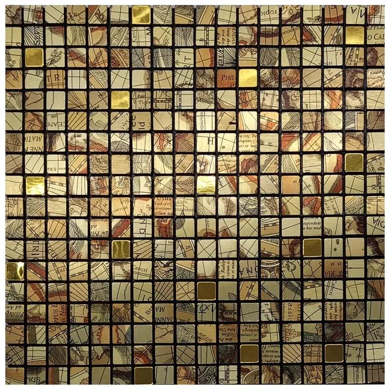 3D European Smooth Metal Mosaic Wall Sticker Self-adhesive Tile Kitchen Bathroom Bar Living Room TV Background Wall Decor Stick