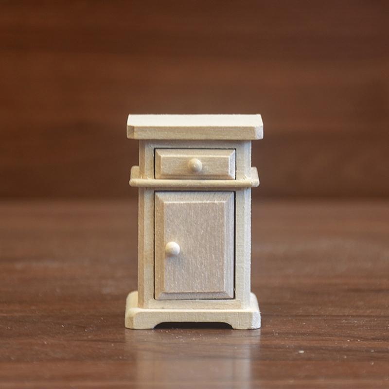 Doll House Zakka Model Realistic Dollhouses Bedside Table Realistic Play Bedstand Realistic 1:12 Model Mini Size Toy