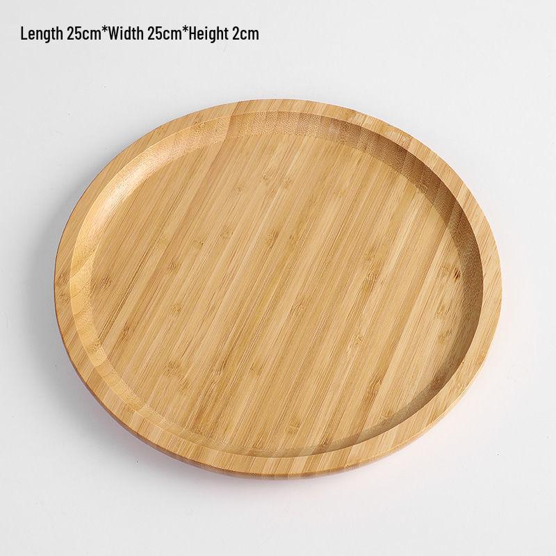 ZISIZ Solid Wood Round Carved Tray (Set of 2)