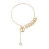 Edgy Heart And Coin Layering Chokers Necklace Alloy Jewelry Luxury Gold Tone Mixed Metal Necklace For Trendy Outfits
