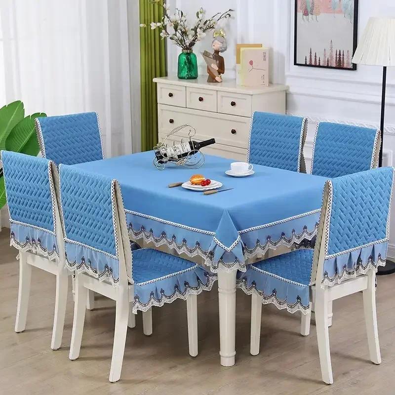 Light Luxury Wave Lace Stolsöverdrag Förtjockad Matbordsduk Kudde Europeisk stil Stor blomma Bordsduk Stolsöverdrag
