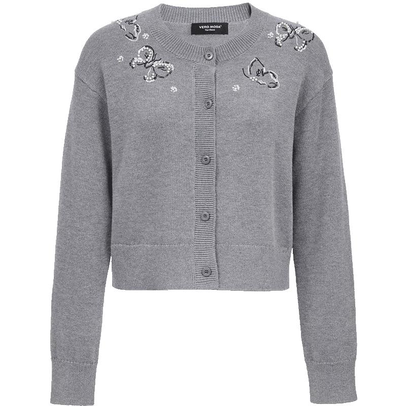 VEROMODA Butterfly Beaded Knit Cardigan