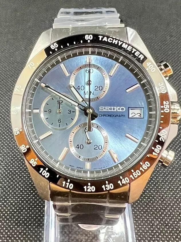 SEIKO SBTR029 Spirit SELECTION Chronograph Stainless Steel Watch Blue 39.8mm