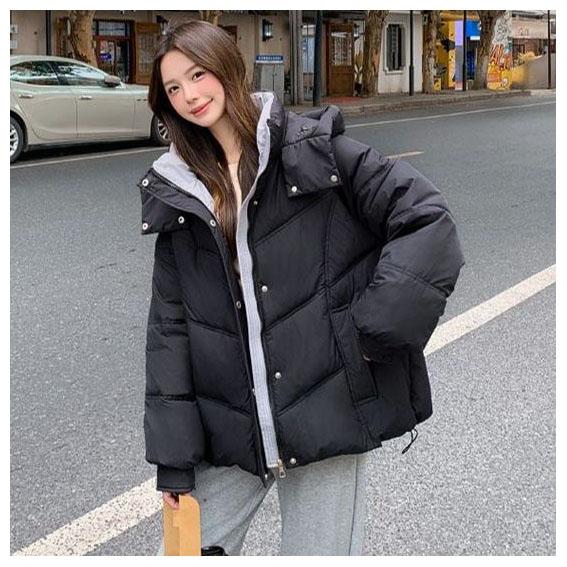 

Жіночий одяг Коротке бавовняне пальто Зимове Вільного крою Потовщене Мініатюрне Бавовняна куртка Захист від холоду Хлібні парки M чорний