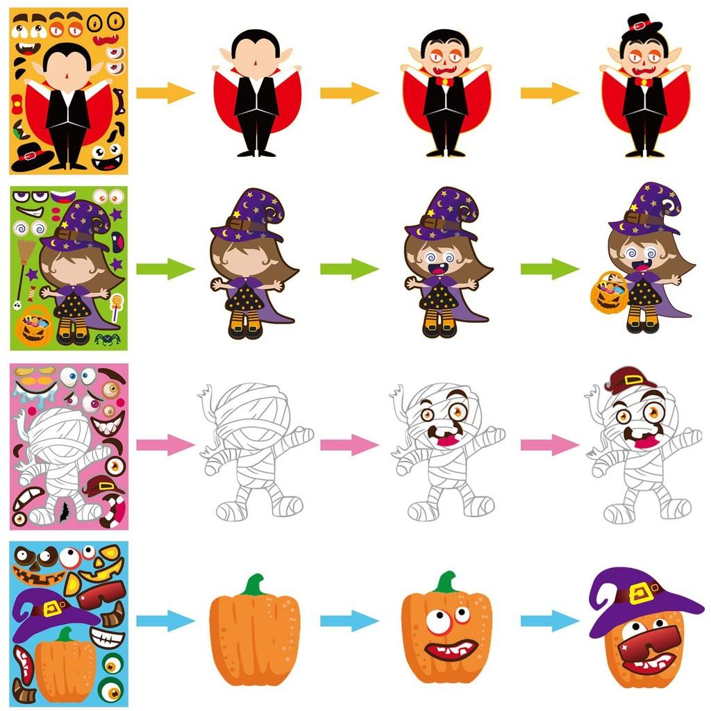 Colorful Cm2304009 Diy Pumpkin Stickers Set For Children Halloween Party Decorations