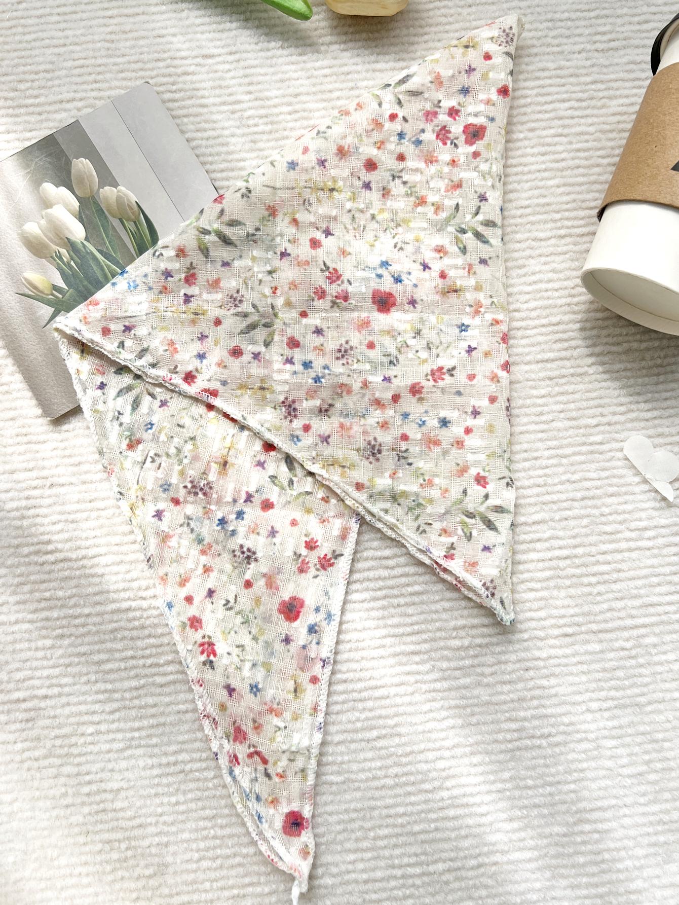 

1 шт. Ретро кружевной шарф 1950-х годов, треугольный шейный платок, вышитая кружевная накидка, повязка для волос, цветочные вязаные крючком банданы для волос для женщин, девушек Size fits all