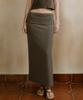 Nive Folding Stripe Slit Maxi Skirt (Beige Charcoal)