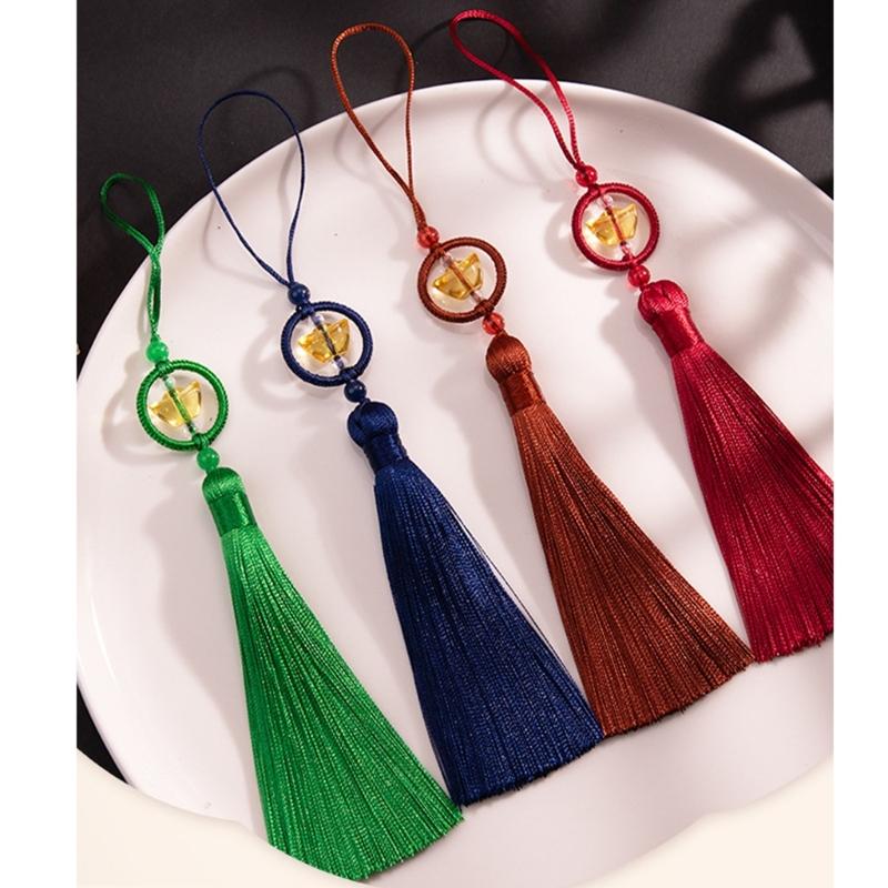 Set of 6Pcs 10cm Lucky Tassels Keychain Holder Wealth Symbol Polyester Fringe for Bag Decoration Jewelry Making