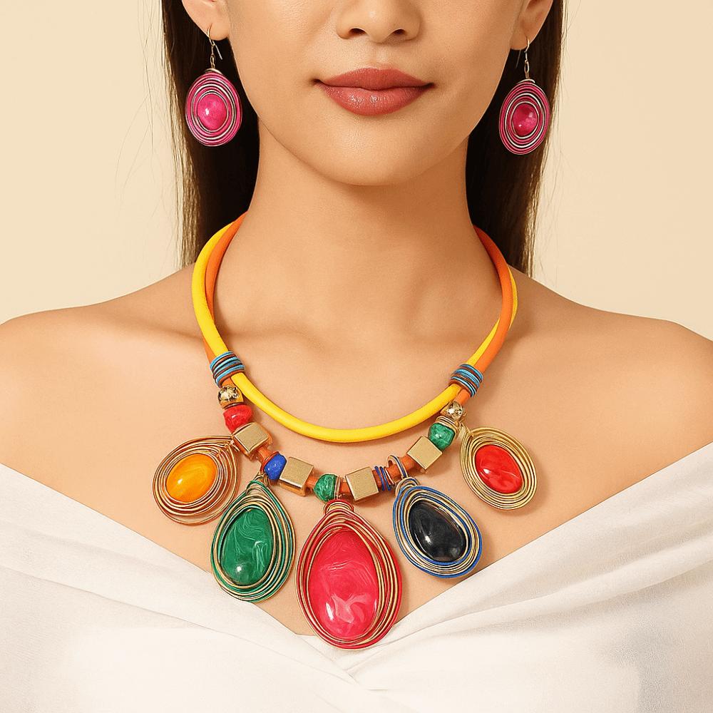 Hook Choker Costume Jewellery Pu Rope Dangle Earrings Earrings Necklace Set  Jewelry Gift