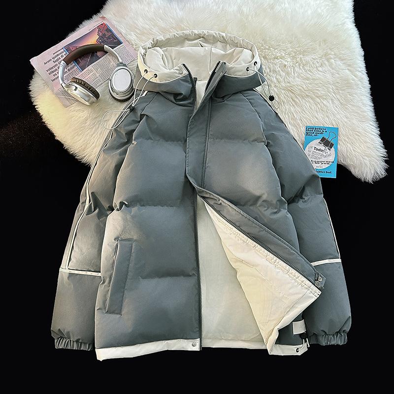 

Пуховик, одежда с хлопковой набивкой, мужская парная одежда, рукава до плеч, одежда-хлеб с капюшоном, повседневная одежда с хлопковой набивкой, рабочий стиль 3XL темно-серого