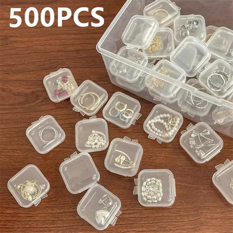 10/50/100/500PCS Transparent Square Plastic Jewelry Box Organizer With Individual Ring Slot For Rings Necklaces Earrings Storage