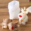 3D Cute Elk Silicone Candle Mold DIY Christmas Scented Candles Soap Molds Plaster Resin Craft Gifts Making Home Xmas Decor
