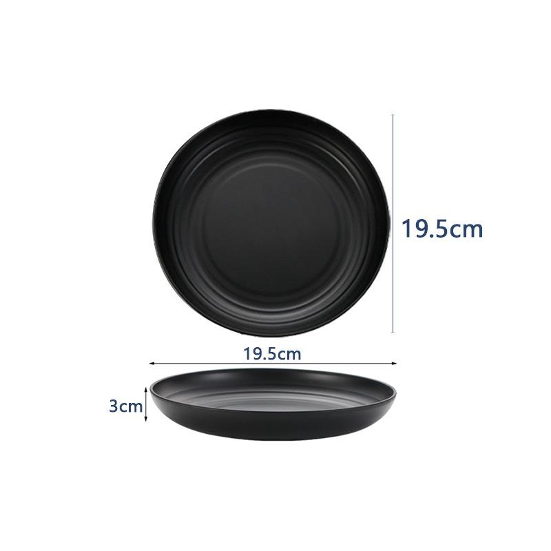 

Foreign Trade Black Disc Plastic Plate Dinner Plate Vegetable Plate Fruit Plate Snack Plate Household