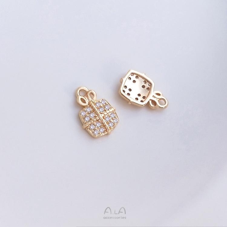 14K Gold-Filled Micro-Pave Zircon Small Charms: Girl's Business Trip Series - Handbag, Perfume, Dress, Crown DIY Pendant