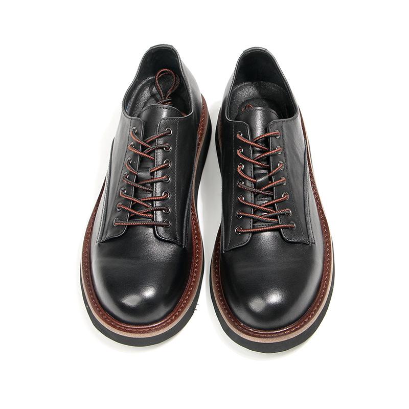 161-4 Big Head Round Head Leather Shoes Men'S Casual Shoes Fashion Trend Retro Men'S Shoes Platform Muffin Shoes Tooling Shoes