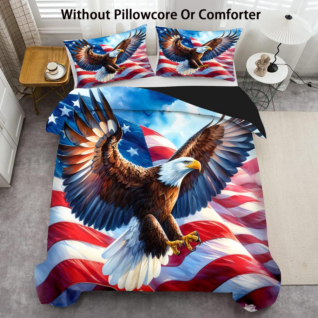 Flag Eagle Pattern 3d Printed Bedding Set Wildlife theme Quilt Cover Luxury Home Textile Soft Comfortable Duvet Cover Pillowcase