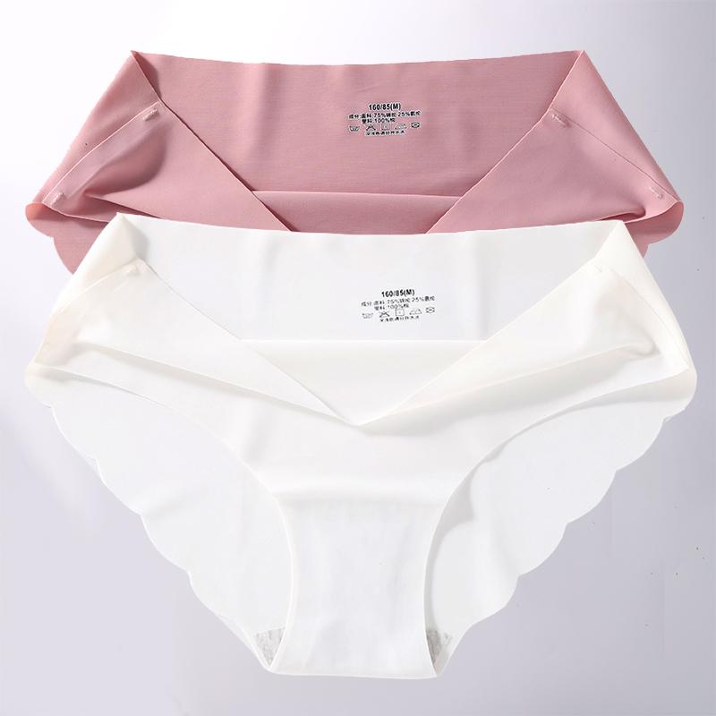 2 Stück/Set M-XL Nahtlose Eis-Seide Sexy Damen Slips Pantys 7 Unifarben Atmungsaktive Pantys Unterwäsche Für Mädchen Dessous