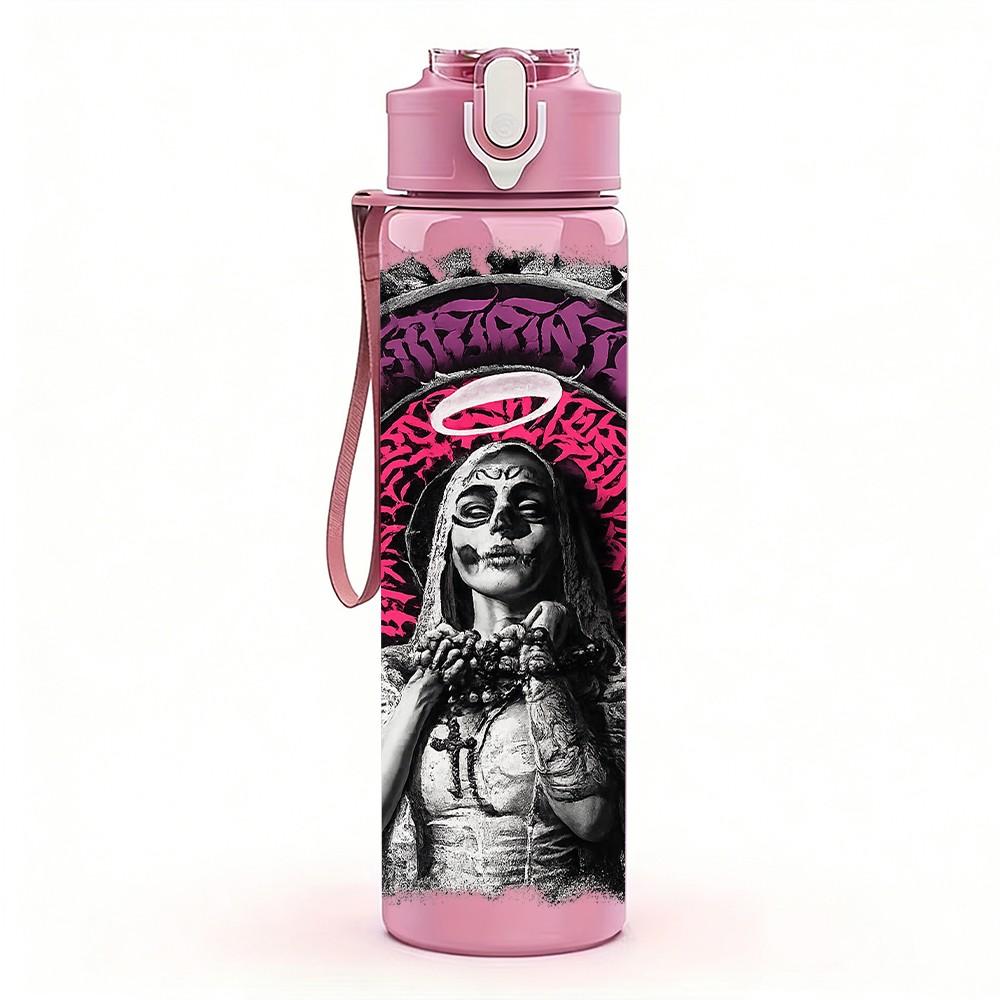 1PC Retro Female Statue Art Print 750ml Color Plastic Sports Water Bottle Leakproof Flip Straw Lid Suitable for Sports Office Home Use