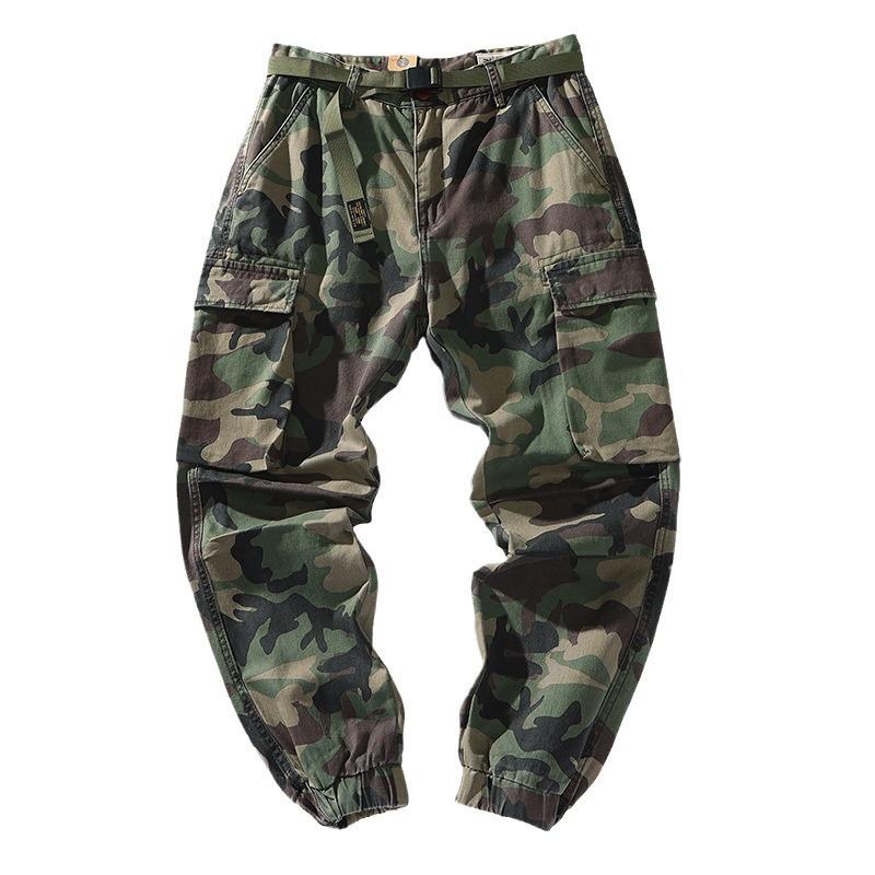 American trendy brand multi-pocket loose tied Harlan pants spring and autumn new casual overalls long pants men's pants