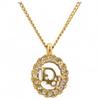 Auth CD Logo Stone Necklace Gold Di5509sb