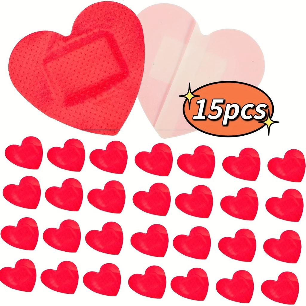 35-pack or 15-pack (35/15) Red Heart-Shaped Band-Aids - Cute and Fun First Aid Patches