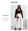 Elegant Sheer Lace A-Line Midi Skirt, Sizes S-5XL, European and American Style Fashion Skirt for Women