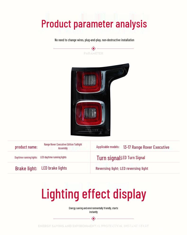 LED Taillight Assembly with Daytime Running Light for 2014-2017 Land Rover Range Rover Executive Edition