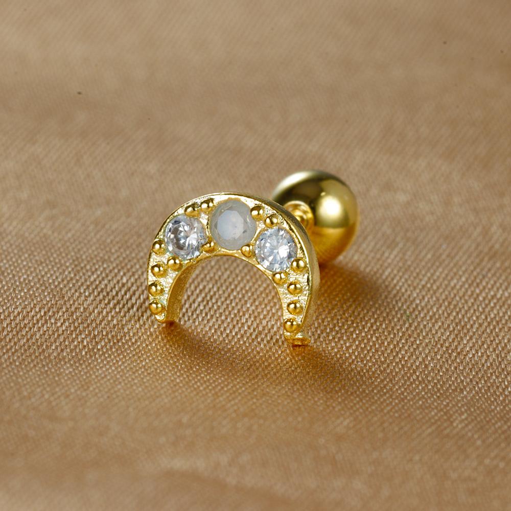 1 Stück Edelstahl Mond Kreuz Kleine Ohrstecker Winziger Zirkonia Ohrläppchen Tragus Helix Knorpel Piercing Ohrring Schmuck