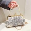 Chinese Style Floral Embroidered Shoulder Bag Elegant Handbag Retro Small Square Bag Wedding Party Lace Clutch Women Evening Bag